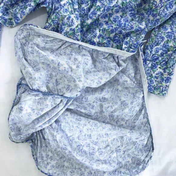 Zara Lightweight Floral Top Blue White XS - Picture 12 of 13